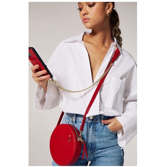 Bandolier red leather canteen bag,strap (1”w)& 2 curb chain straps/belts - Picture 1 of 12